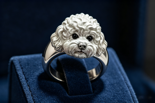 Custom 3D pet portrait ring in solid sterling silver, minimalist and elegant handcrafted animal memorial jewelry, personalized pet lover gift by Soulpawry.