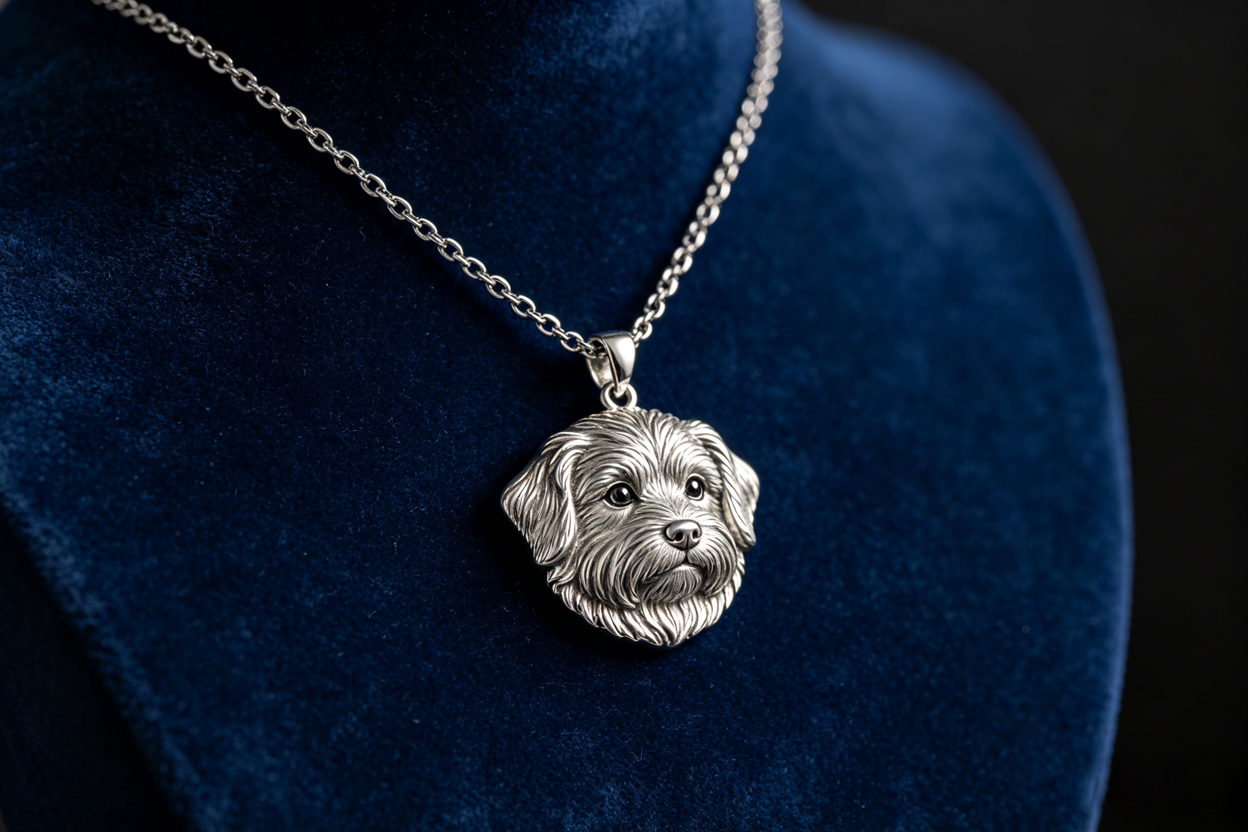 Bespoke 3D Pet Portrait Necklace Handcrafted 925 Sterling Silver by Soulpawry