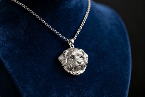 Bespoke 3D Pet Portrait Necklace Handcrafted 925 Sterling Silver by Soulpawry